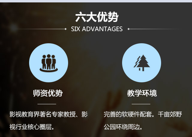 師資優(yōu)勢:影視教育界著名專家教授、影完善的軟硬件配套。教學環(huán)境:千畝郊野視行業(yè)核心圈層。公園環(huán)繞周邊。